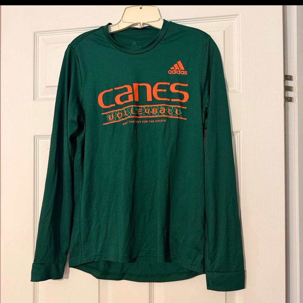 Adidas X NCAA X Miami Hurricanes Long Sleeve Shirt Sz PS Green Used